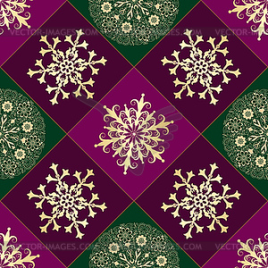 Christmas geometric seamless purple and green - vector image