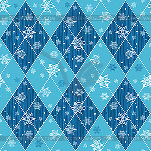 Seamless christmas pattern with blue rhombuses - vector image