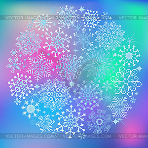 Snowy Christmas ball made of carved snowflakes and - vector clipart