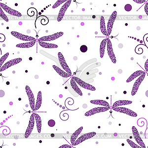 Seamless pattern with lilac dragonflies - vector clipart / vector image