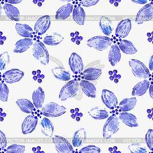 Seamless spring pattern with violet watercolor - vector clipart