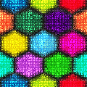 Bright seamless pattern of multicolored hexagons - vector clipart
