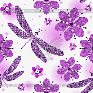 Seamless pattern with doodle mosaic purple - vector clip art