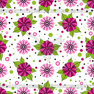 Bright seamless pattern with purple flowers - vector clip art