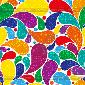 Bright seamless pattern with polka dot paisley - vector clipart