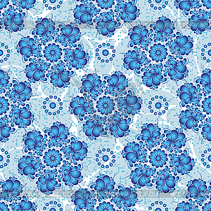 Seamless floral blue pattern with paisley and - vector clipart