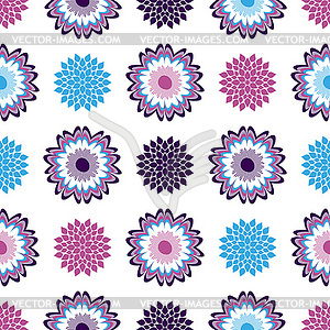 Геометрический бесшовный узор со стилизованными цветами - векторное графическое изображение