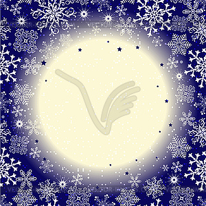 Рождественская темно-синяя рамка со снежинками, звездами - изображение векторного клипарта
