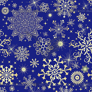 Dark blue christmas seamless pattern with golden - vector image