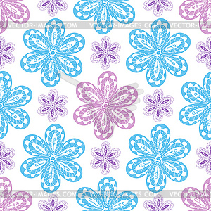 Delicate pattern with openwork painted flowers in - vector clipart