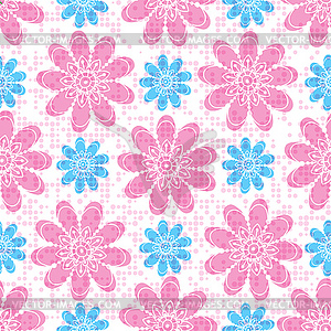 Seamless floral pattern of pink and blue vintage - vector image