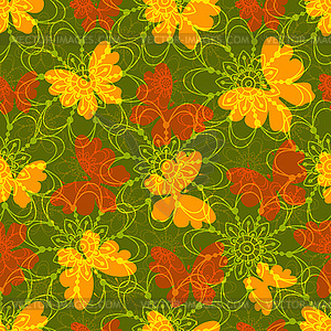 Autumn seamless pattern with yellow and red - vector image