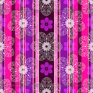 Seamless pink and purple striped pattern with - vector image