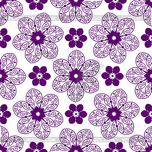 Seamless monochrome purple pattern with vintage - vector clip art