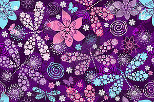 Bright spring purple seamless pattern with - vector clipart / vector image