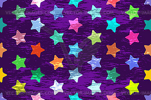 Seamless pattern with colorful grunge stars - vector image