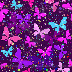 Bright fantasy purple seamless pattern with light - vector image
