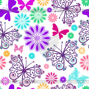 Seamless spring pattern with lace colorful - vector image