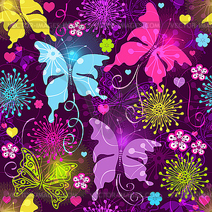 Colorful seamless pattern with butterflies, - vector clip art