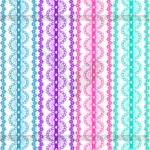 Seamless pattern of multi-colored lace stripes - royalty-free vector clipart