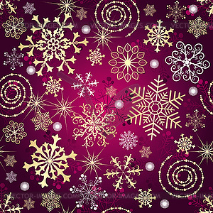 Christmas purplt pattern with stylized lacy golden - vector image