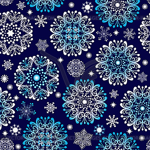 Dark blue Christmas pattern with stylized lacy - vector image