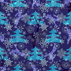 Seamless dark blue pattern with stylized magical - vector image