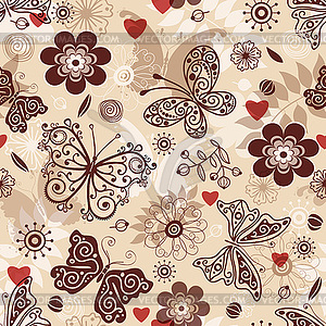 Seamless spring valentine floral pattern - vector clip art