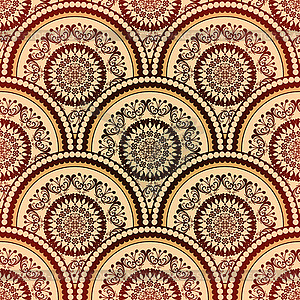Vintage brown seamless pattern with circles - vector image