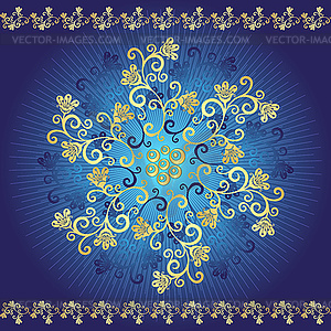 Vintage gold and dark blue frame with gold - vector image