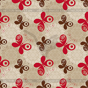 Vintage brown seamless pattern with circles and - vector clipart