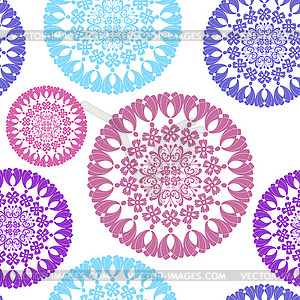 Seamless pattern with lacy colorful vintage circles - vector image