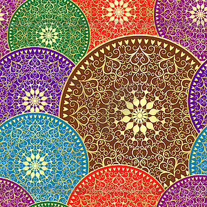 Vintage seamless pattern with colorful circles - vector image