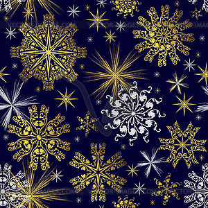 Vintage gold and dark blue seamless patter - vector image