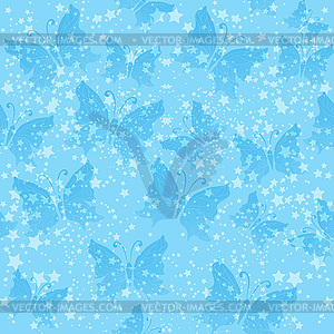 Delicate seamless pattern with blue butterflies - vector clipart