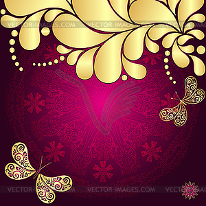 Purple vintage background with mandala and golgen - vector clipart