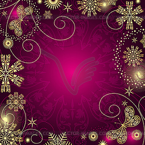 Christmas dark purple frame with mandala and gold - royalty-free vector image