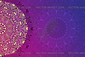 Vntage gold and purple frame with golden mandala - vector image