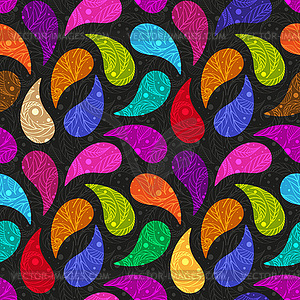 Bright seamless pattern with colorful paisley - vector clip art