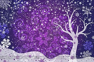 Christmas frame with tree, stars and snowflakes - vector image