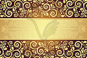 Винтажная золотая открытка с завитушками - изображение в векторе / векторный клипарт