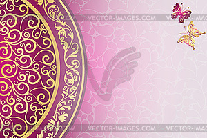 Pink paisley vintage gradient background with - vector image