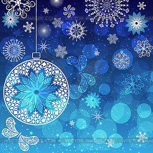 Christmas background with white lace ball - vector image