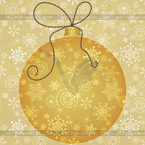 Christmas background with gold glowing ball and - vector clipart