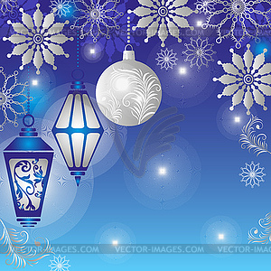 Christmas blue gradient background with snowflakes - vector clip art