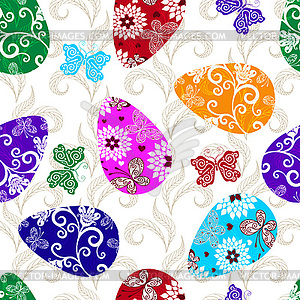 Easter seamless pattern with colorful eggs - vector clipart