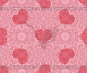 Seamless pink valentine vintage pattern with rose - vector clipart