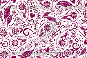 Seamless monochrome purple valentine pattern with - vector image