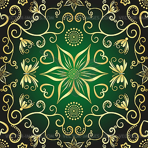 Seamless dark green floral valentine pattern with - vector clipart