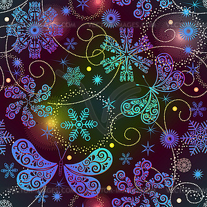 Rainbow christmas pattern with snowflakes - vector clip art